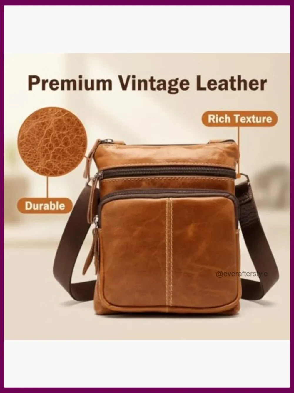 Genuine Leather Crossbody Bag for Men Compact Shoulder Pouch Messenger Purse
